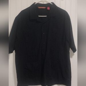 Men's Havanera XXL Black Casual Button Down Shirt with Embroidered accents